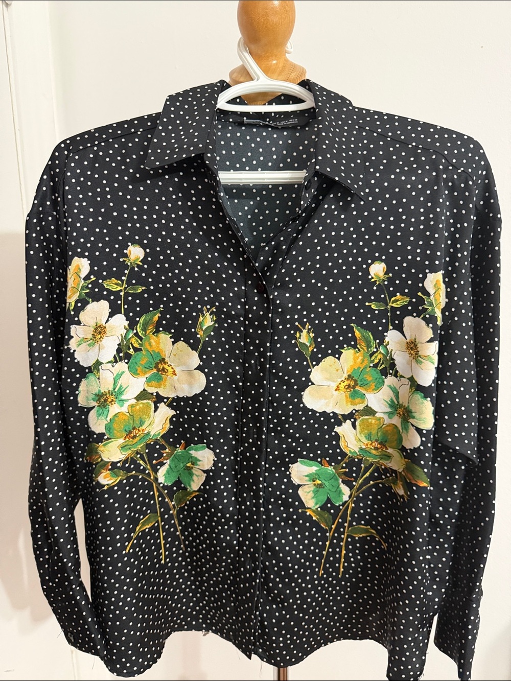 ZARA POLKA AND FLORAL PRINT TOP MEDIUM
